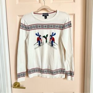 White lands end ski sweater